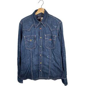 True Religion Men's Vintage Rocky Long Sleeve Western Shirt